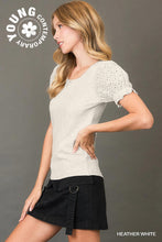 Load image into Gallery viewer, Umgee Heather Grey Eyelet Sleeve Top
