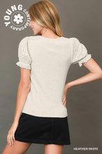 Load image into Gallery viewer, Umgee Heather Grey Eyelet Sleeve Top
