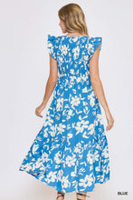 Load image into Gallery viewer, Umgee Blue Floral Smocked Dress

