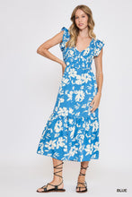 Load image into Gallery viewer, Umgee Blue Floral Smocked Dress
