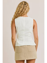 Load image into Gallery viewer, White Asymmetric Button Top

