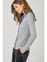 Load image into Gallery viewer, Grey Thermal Denim Trim Top
