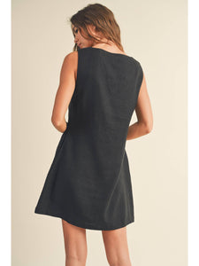 Black Linen Mini Dress