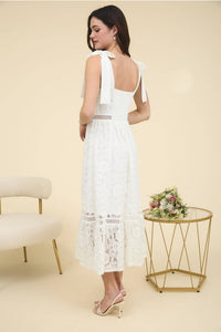 Off White Lace Midi Dress