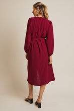 Load image into Gallery viewer, Burgundy Button Up Midi Dress
