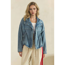 Load image into Gallery viewer, Drawstring Pocket Denim Jacket
