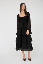 Load image into Gallery viewer, Black Tiered Lurex Dress
