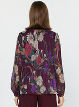 Load image into Gallery viewer, Wine Pleated Floral Top
