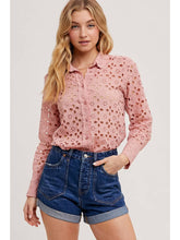 Load image into Gallery viewer, Dusty Pink Eyelet Top
