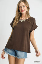 Load image into Gallery viewer, Umgee Espresso Linen Scalloped Top
