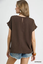 Load image into Gallery viewer, Umgee Espresso Linen Scalloped Top
