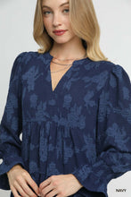 Load image into Gallery viewer, Navy Jacquard Babydoll Dress
