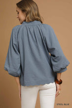 Load image into Gallery viewer, Steel Blue Scalloped Top
