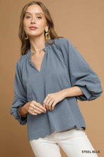 Load image into Gallery viewer, Steel Blue Scalloped Top
