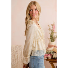 Load image into Gallery viewer, Cream Satin Tie Front Top
