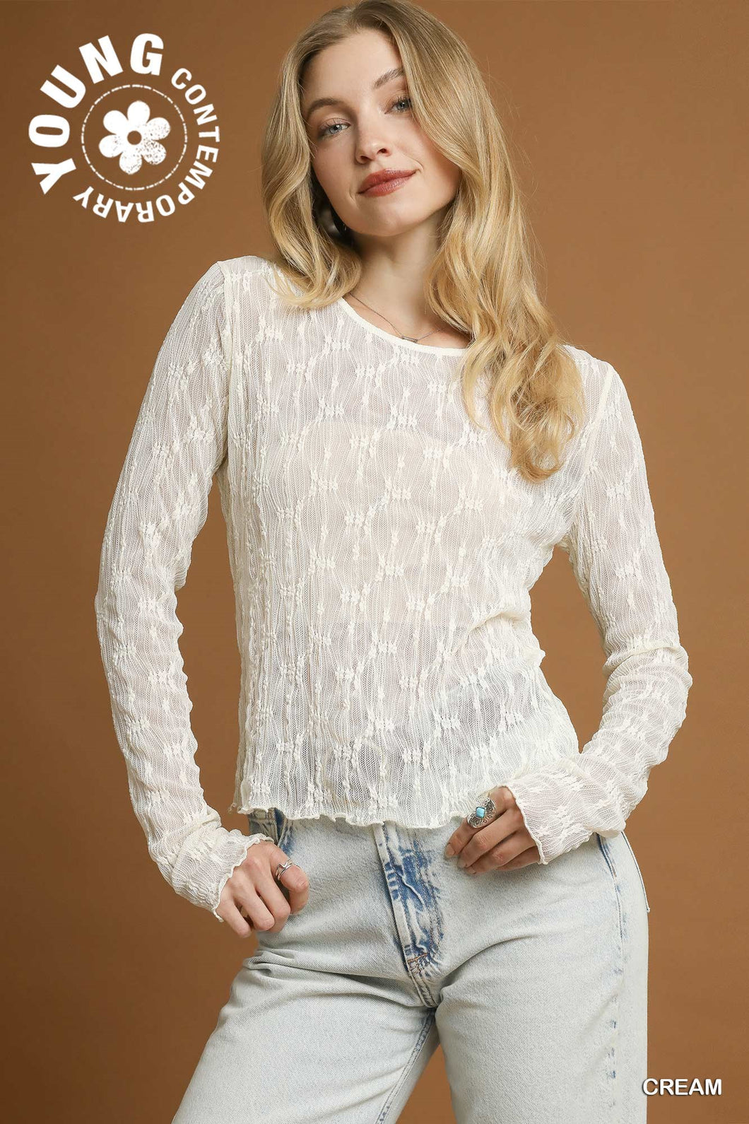 Cream Lace Layering Top