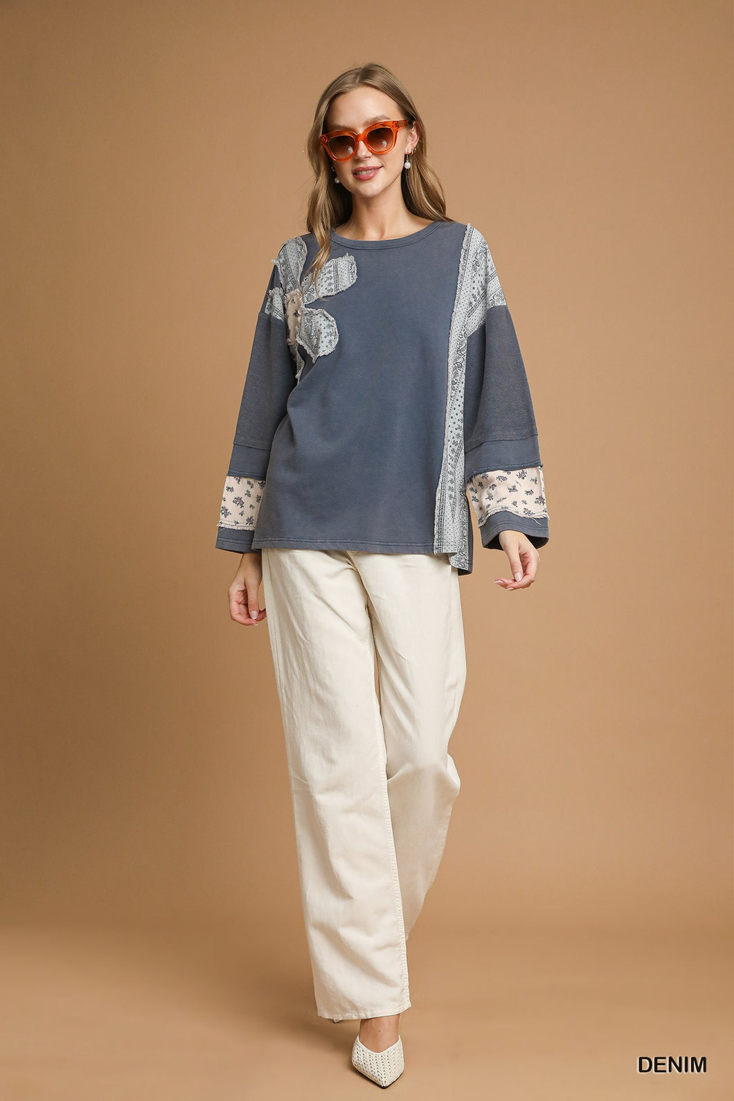 Denim Patchwork Pullover