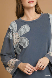 Denim Patchwork Pullover