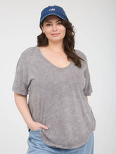 Load image into Gallery viewer, Charcoal Raw Edge Tee - Plus
