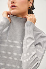 Load image into Gallery viewer, Grey Stripe Mock Neck Sweater

