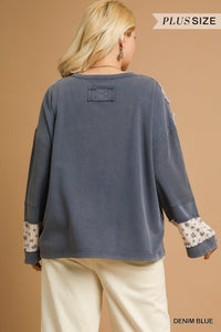 Denim Patchwork Pullover - Plus