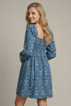 Load image into Gallery viewer, Blue Embroidered Babydoll Dress
