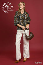 Load image into Gallery viewer, Black + Marigold Scalloped Floral Top
