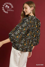 Load image into Gallery viewer, Black + Marigold Scalloped Floral Top
