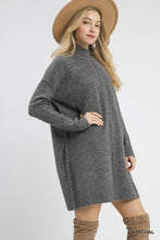 Load image into Gallery viewer, Charcoal Turtleneck Sweater Dress
