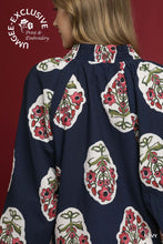 Load image into Gallery viewer, Navy Boho Floral Top
