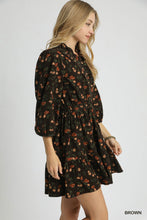Load image into Gallery viewer, Floral Ruffle Corduroy Dress

