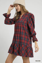 Load image into Gallery viewer, Red Plaid Tiered Mini Dress
