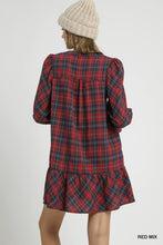 Load image into Gallery viewer, Red Plaid Tiered Mini Dress

