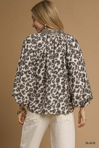 Grey Leopard Top