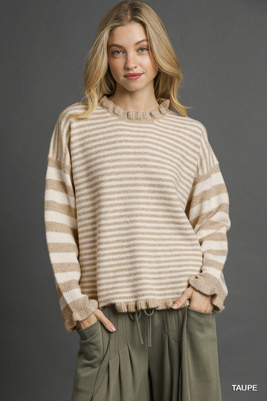Taupe Mix Stripe Sweater