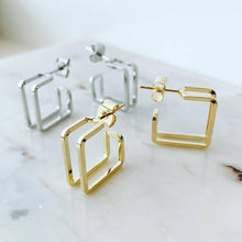 Load image into Gallery viewer, Double Square Hoops
