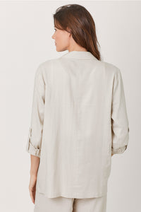Oatmeal Rolled Sleeve Blazer