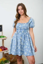Load image into Gallery viewer, Chambray Floral Mini Dress
