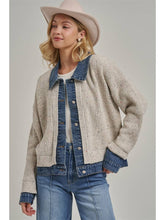 Load image into Gallery viewer, Oatmeal + Denim Layered Cardigan
