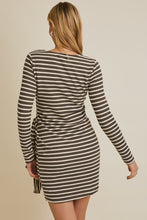 Load image into Gallery viewer, Olive Stripe Tie Dress
