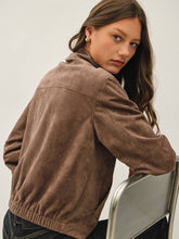Load image into Gallery viewer, Chestnut Suede Bomber Jacket
