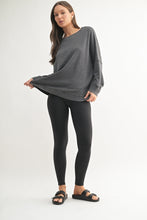 Load image into Gallery viewer, Slouchy Charcoal Ribbed Pullover
