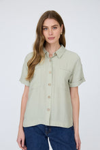 Load image into Gallery viewer, Sage Textured Button Up Top
