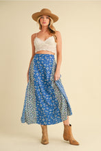 Load image into Gallery viewer, Cobalt + Green Floral Panel Skirt
