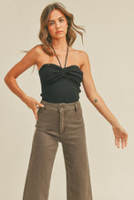 Load image into Gallery viewer, Miou Muse Black Twisted Sweater Tank
