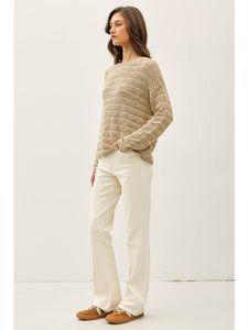 Taupe Textured Stripe Sweater