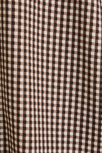 Brown Gingham Check Top