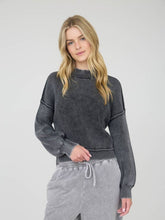 Load image into Gallery viewer, Charcoal Washed Exposed Hem Sweater
