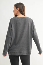 Load image into Gallery viewer, Slouchy Charcoal Ribbed Pullover
