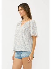 Load image into Gallery viewer, Lovestitch Blue Eyelet Trim Paisley Top
